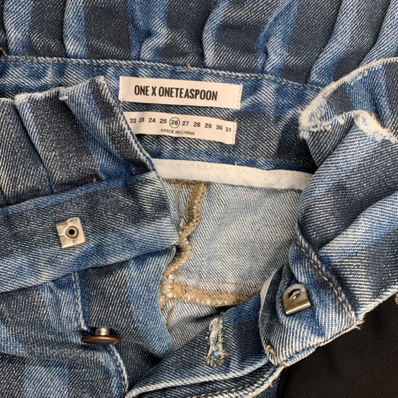 One Teaspoon Drop Crotch Jeans with Fringe Belt and Leather Pocket - Picture 4 of 15